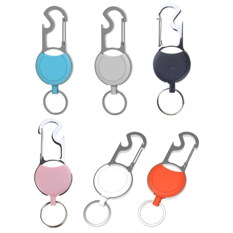 Strong Casing Keychains Retractable Badge Holder Nylon Woven Rope Keyring Coiled
