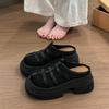Retro Simple One-pedal Cool Slippers Women's 2025 Summer New Outer Wear Weaving Hollow Small Height-increasing Slippers