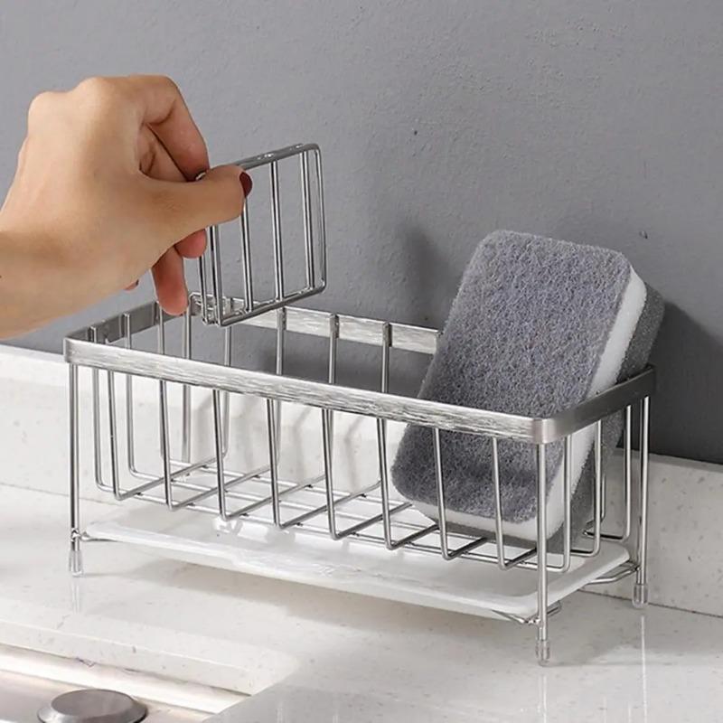 Sponge Holder Kitchen Rack Sponge Holder for Sink Kitchen Sink Organizer Anti-Rust Sink Sponges Scrubbers Soap  Dish Rack