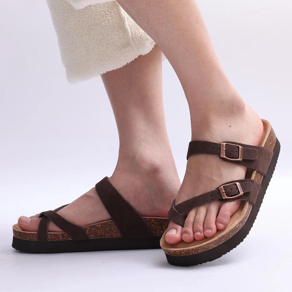 Fashion Crestar Women Retro Cork Sandals New Thick Soles Beach Slippers Fashion Open-Toe Sandals Trendy Slip-on Streetwear Mules Shoes