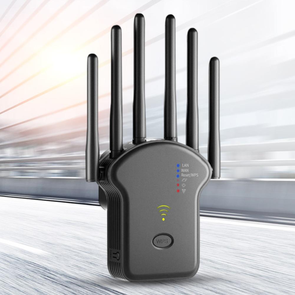 300Mbps/1200Mbps WiFi Signal Repeater Dual-Band 2.4G 5G Antenna Network Amplifier with LAN/WAN Port WPS Router for Home Office