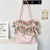 New Retro Rose Floral Splicing Shoulder Bag Women's Ruffle Edge Large-capacity Commuter Hand-held Underarm Bag