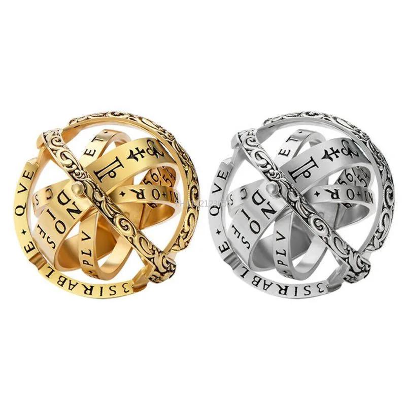 Bague à doigt cosmique rotative complexe créative mode bijoux bague ouverte fusionnée se déplie en sphère astronomique anneaux homme femme