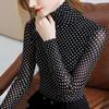Autumn Turtleneck Bottoming Women's Inner Long-sleeved T-shirt Net Yarn Top