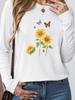 (Asian Size) Sweet Butterfly Trend Cute T Shirt Tee Lady Printed O-neck Women Female Clothing Casual Fashion Top Long Sleeve  Graphic T-shirts