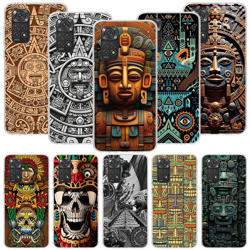 Mayan Stone Totem Pole Phone Case For Xiaomi Redmi Note 15 14 13 12S 12 Pro Plus 11S 11E 11 11T 10S 10 Art Soft Pattern Cover Re