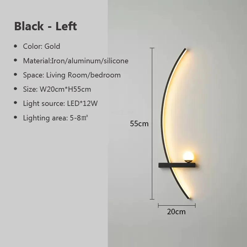 Modern LED Wall Lamp Minimalist Stripe Wall Sconce Black Gold Decorative For Bedroom Bedside Study Home Indoor Lighting Lusters