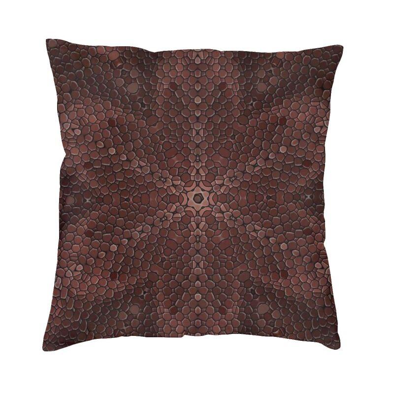 

Brown Leather Braid Mosaic Cushion Cover Artificial Textured Soft Modern Throw Pillow Case Decoration Salon Double Sided Print 30cmx30cm