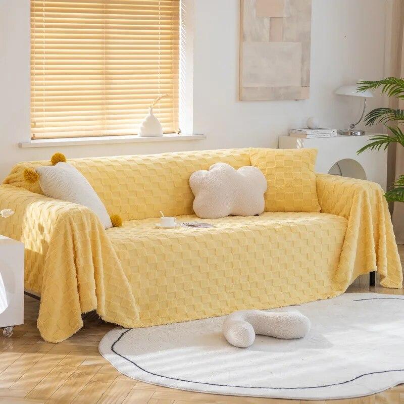 Culoare Solidă Jacquard Catifea Secțională Husă de Sofa Iarnă Super Moale Pluș Husă de Sofa Gros Non-alunecare Huse de Canapea pentru Camera de Zi