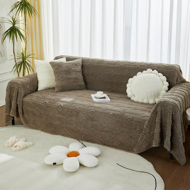 Moderner Sofabezug aus Jacquard-Samt, Decke, 2- und 3-Sitzer, Plüsch, warm, für Sessel, Couch, Möbel, Schonbezug, Sofatuch für Kinder und Hunde, Orange