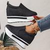 Women's Platform Lace-Up Canvas Sneakers, Casual White Flats