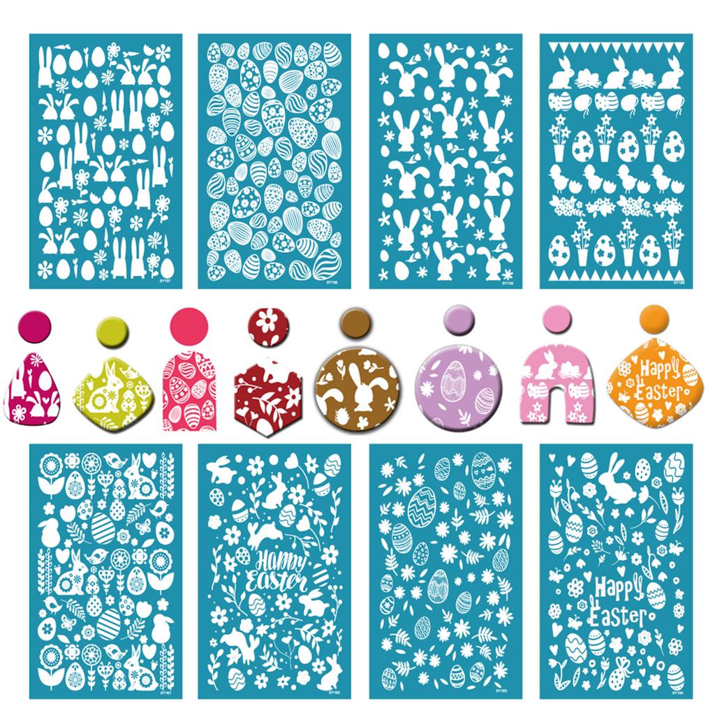 Easter Rabbit Silk Screen Stencils for Clay Reusable Silkscreen Print for DIY Printing On Clay Jewelry Earrings Decor