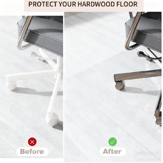 Transparent Chair Mat for Carpets 22 24 26 28 30 32 36 48 Clear PVC Floor Protector Mats, Non-Slip & Odorless Heavy Duty Office Chair Mat for Easy