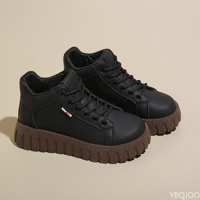 

Ladies autumn new fashionable versatile short boots casual comfortable thick soled high top women s shoes 40 чёрный