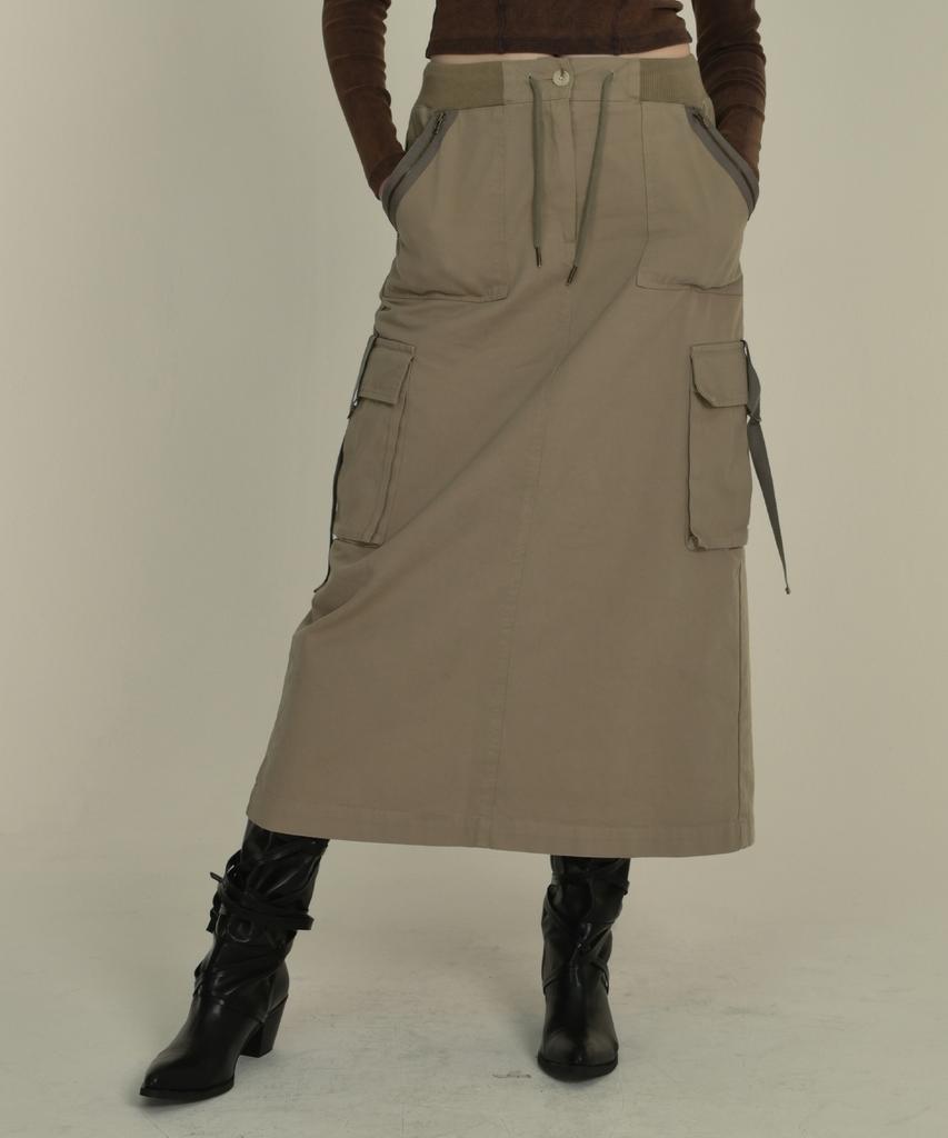 MIDNIGHT MOVE 2 Cargo Skirt (Beige)