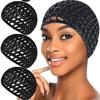 Mesh Crochet Hair Net Knitted Scarf Cap, Thickened Cropped Hair Net For Women, Scarf Cover For Sleeping, Black Hair Net, Protective Cap