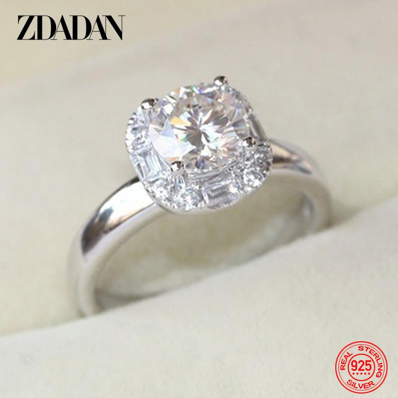 925 Sterling Silber Kristall Zirkon Ring für Damen Charm Hochzeitsfeier Schmuck Geschenk Großhandel