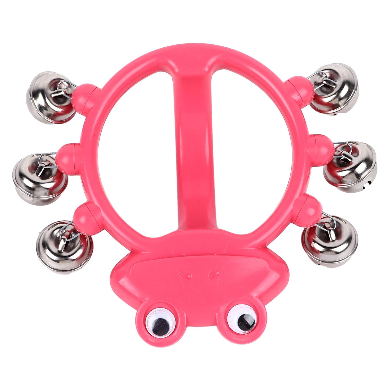 Ручная погремушка с бубенцами, шейкер с бубенцами, ударные инструменты, музыкальная ритмическая игрушка для игры W209 розово-красный