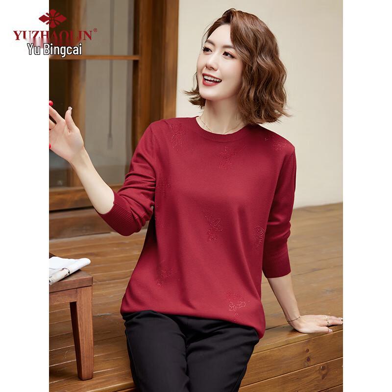 YUZHAOLIN Women's Mid-Aged Knitted Pullover Sweater