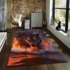 Fierce Tiger Design Carpet with Fire and Water Elements, Dark Style Suitable for Use As an Anti-slip for Living Room Bedroom Sofas
