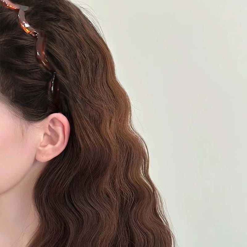 Korean Brown Resin Wave Toothed Headband For Women Girls Hair Comb Zigzag Band Notched Headband Hair Accessories