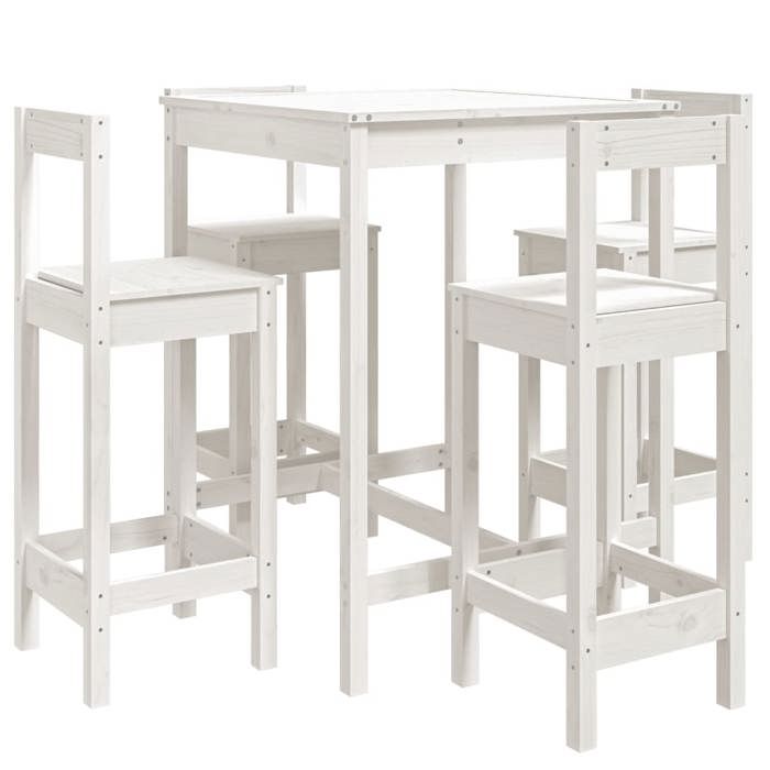 VidaXL 5 Pcs Garden Bar Set White Solid Pine Wood, Bar Set, Furniture Set, Bar Set 3154741