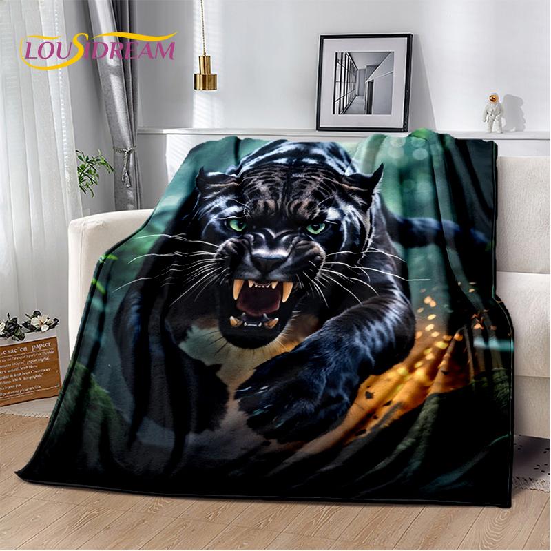 Fierce Tiger Lion Leopard Beast Animal Wildlife Cartoon Blanket,Soft Throw Blanket for Home Bedroom Bed Sofa Picnic Office Cover