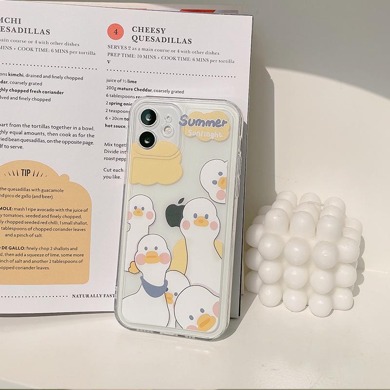 Cute Duck IPhone 16 Mobile Phone Case 14 Apple 15 Protective Case 13pro Max Suitable for Soft 12 Painted X Original 11