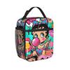B-Betty Boops Cartoon Insulated Lunch Bags Portable Lunch Container Cooler Bag Tote Lunch Box Beach  Travel Food Bag