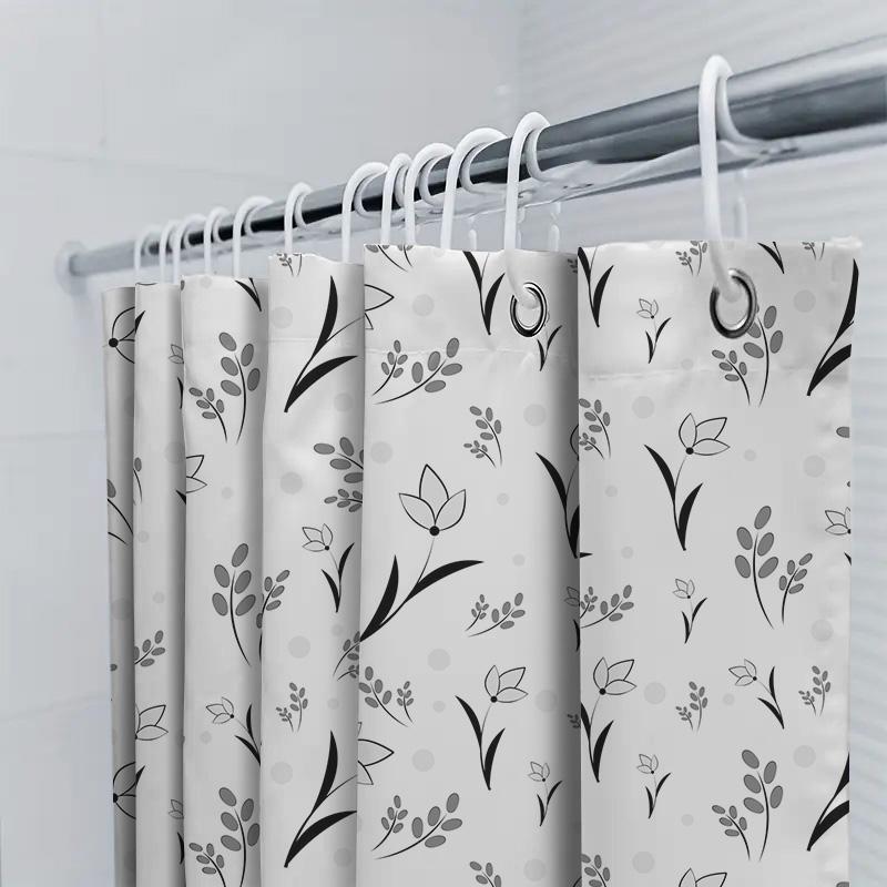 White Floral Pattern Shower Curtain Luxury Modern Bath Decor Set For Bathroom Decoration Size: 72X72In (180Cm X 180Cm)