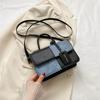 Popular fashion splicing handbag 2025 commuter shoulder messenger bag small square bag
