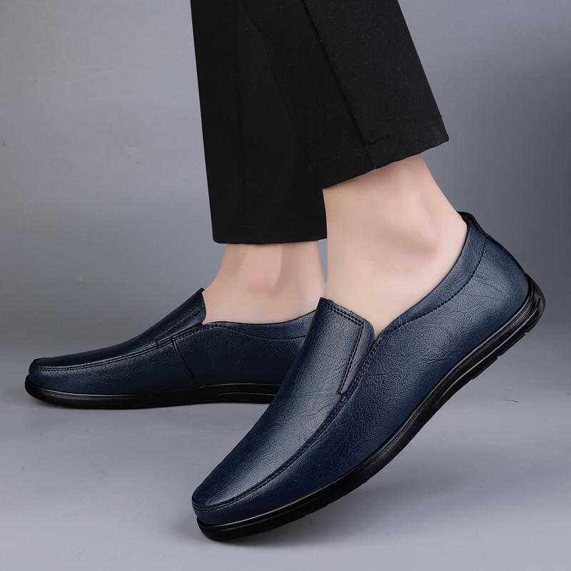 Fashion Wedding Slip On Flats Pointed Toes Shoes Casual Genuine Leather Men's Loafers Versatile Business Footwear Elegantes Dress Shoes
