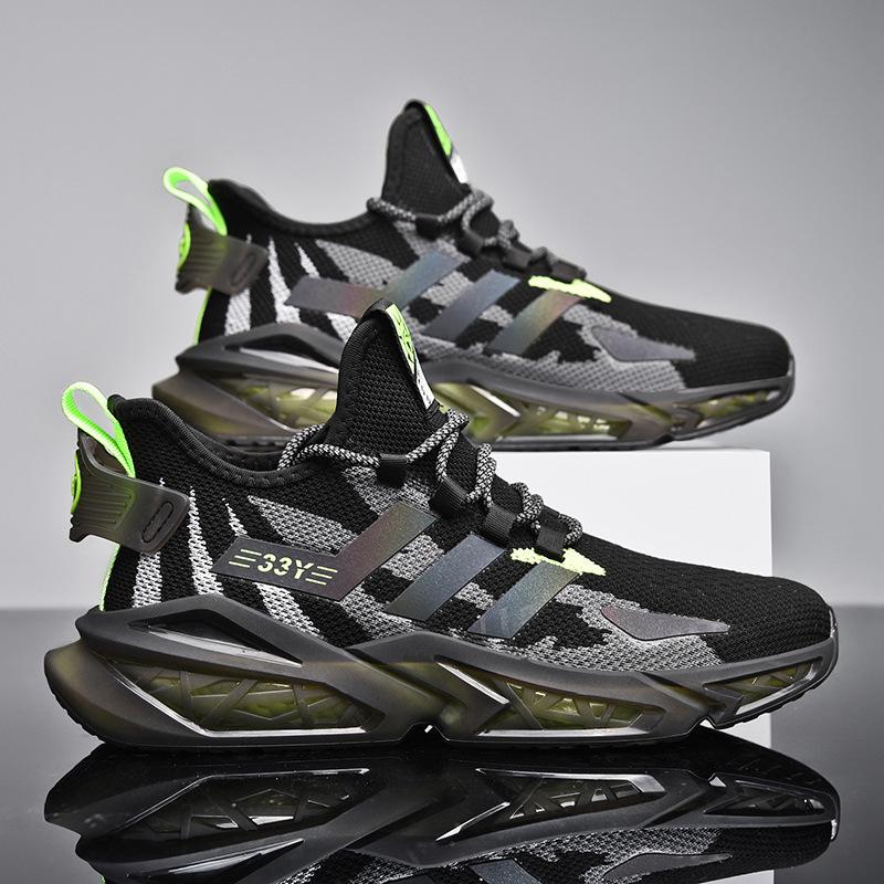New Spring and Summer Sports Shoes Popcorn Bottom Men's Shoes Lightweight Breathable Running Sports Shoes Men's Fashionable Korean Style Shoes Men