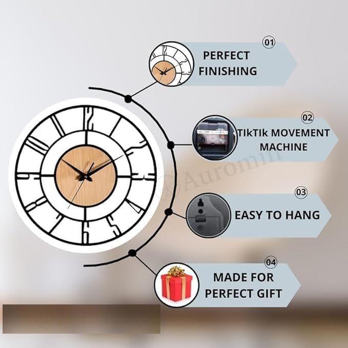 Fancy Metal Wall Clock for Home Decor – Stylish Living Room & Bedroom Watch, Designer Wallclock, Big Size Hanging Watch