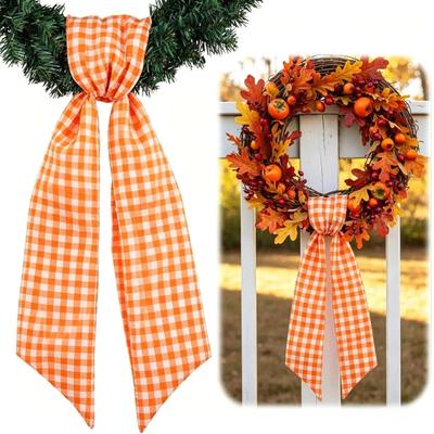 Entryway Wreath Ribbon Tie, Polyester Holiday Accent for Fall Gatherings, Thanksgiving Display and Classroom Use