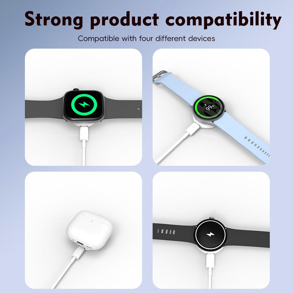 4-In-1 Magnetic Wireless Watch Charger For iWatch 1-10/SE/Ultra/ AirPods Pro 2 AirPods 4  ANC Galaxy Watch3-7/FE/Pixel Watch 1st