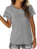 Women's Summer New Floral Lace Patchwork Short Sleeve T-Shirt Crew Neck Slim Fit Top
