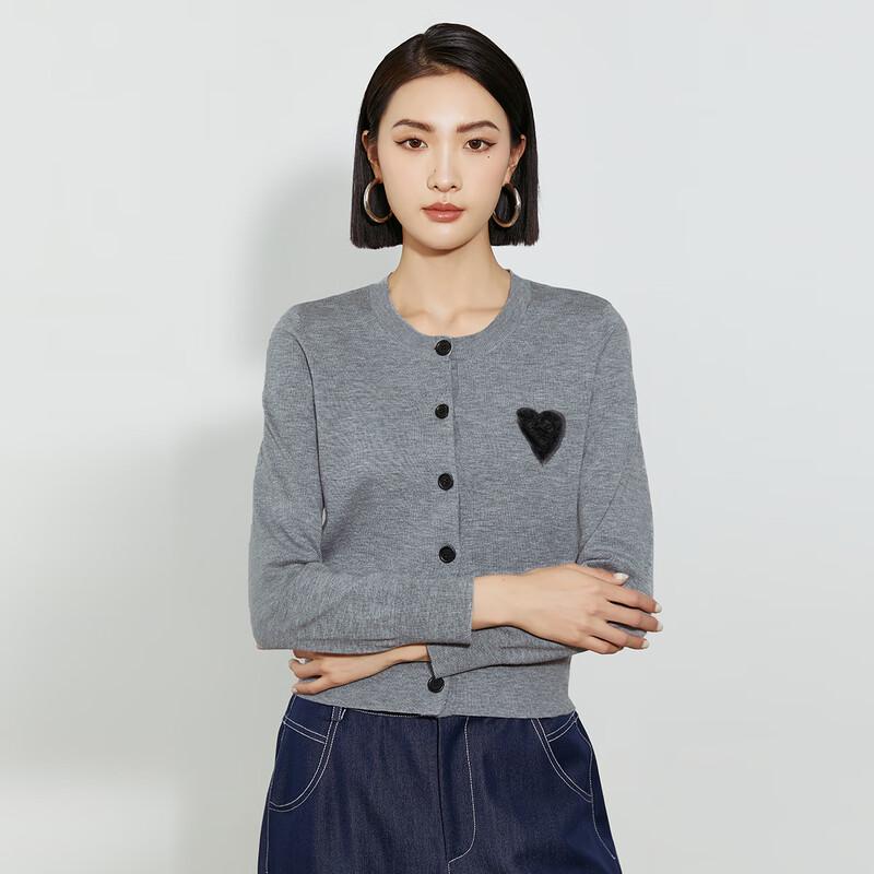 Tatou Women's Slim-Fit Heart Pattern Knit Cardigan