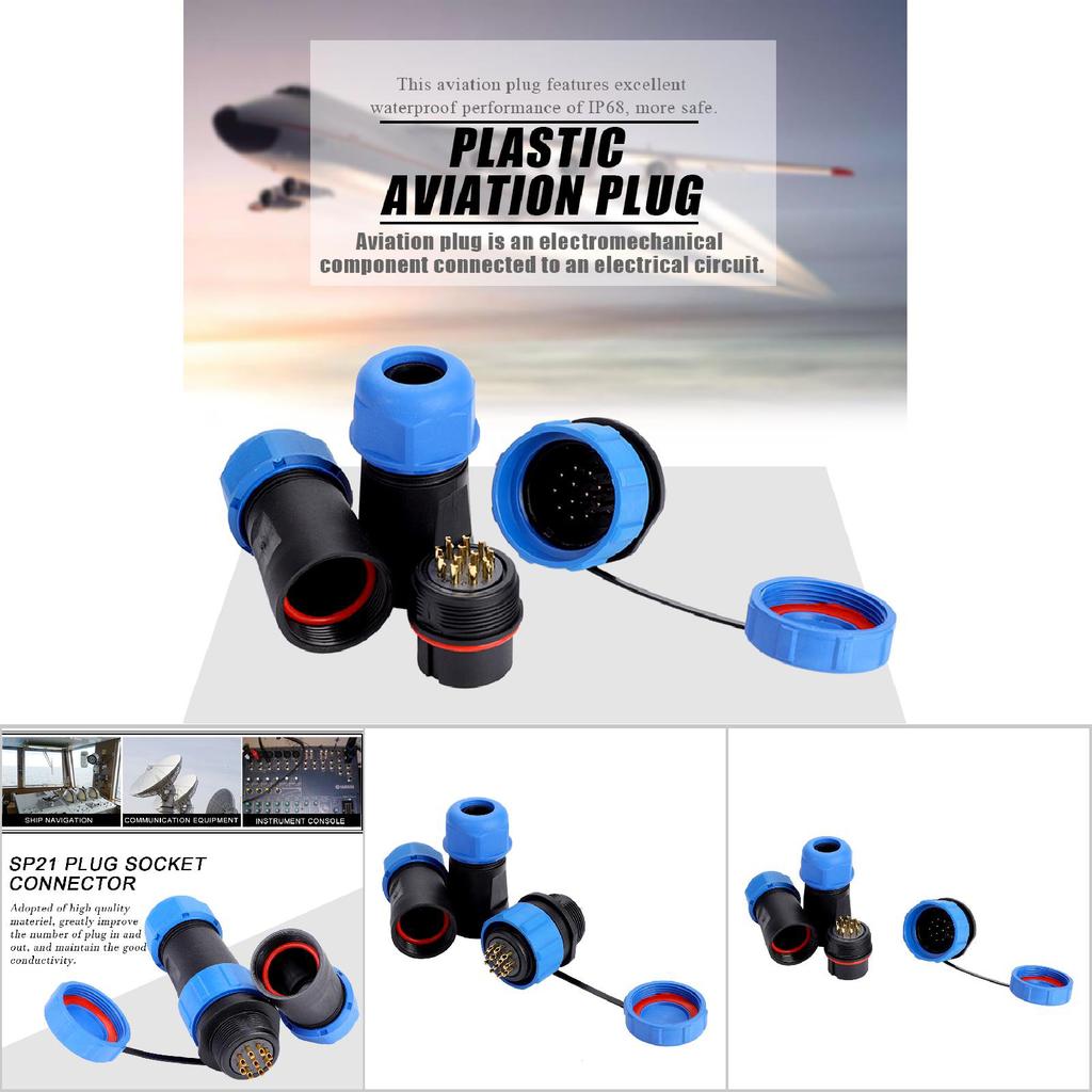 SP21 IP68 12Pin Waterproof Plastic Aviation Plug Socket Cable In Line Connector ( 12Pin)