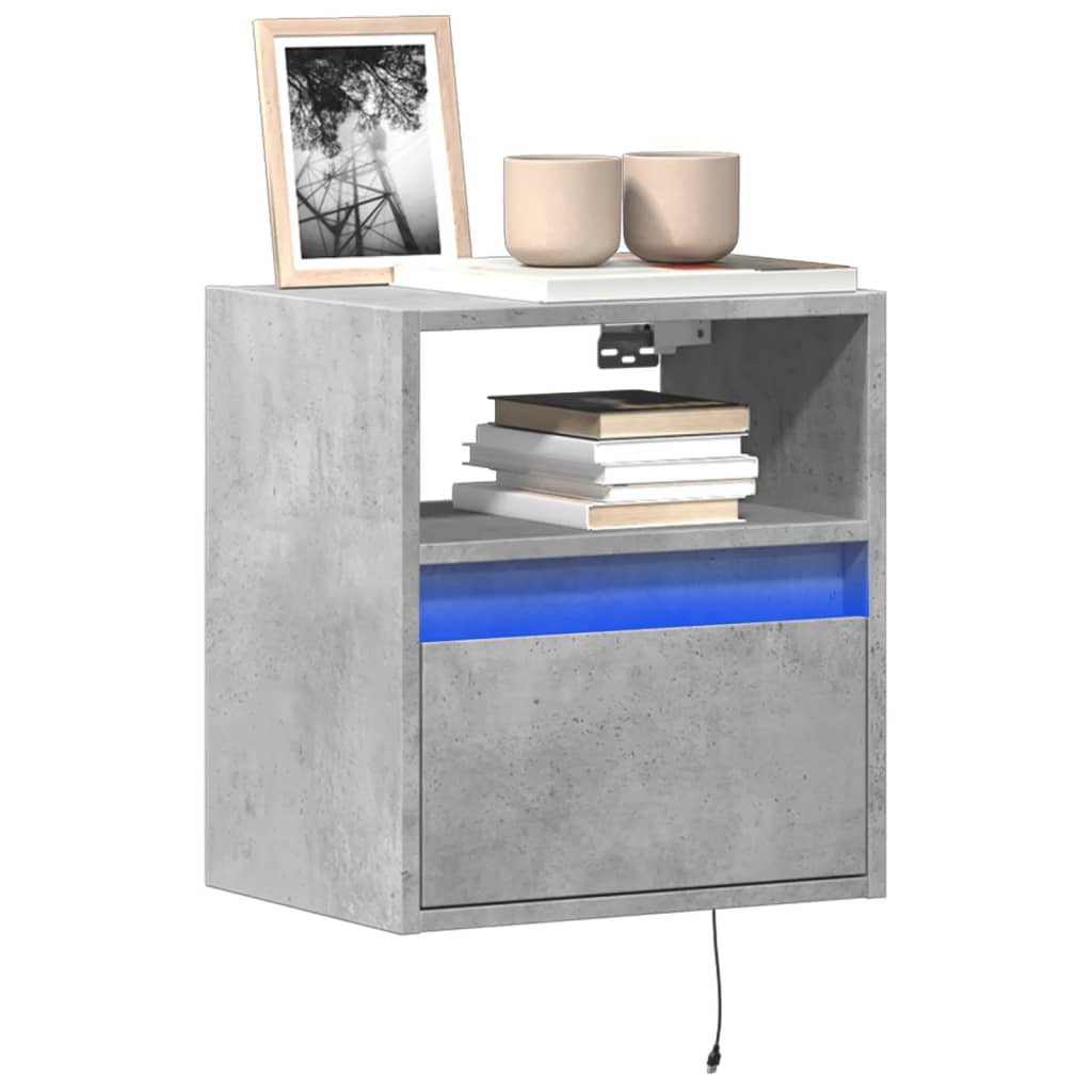 TV Wall Cabinets with LED Lighting 2 pcs Concrete Grey 41 x 31 x 45 cm