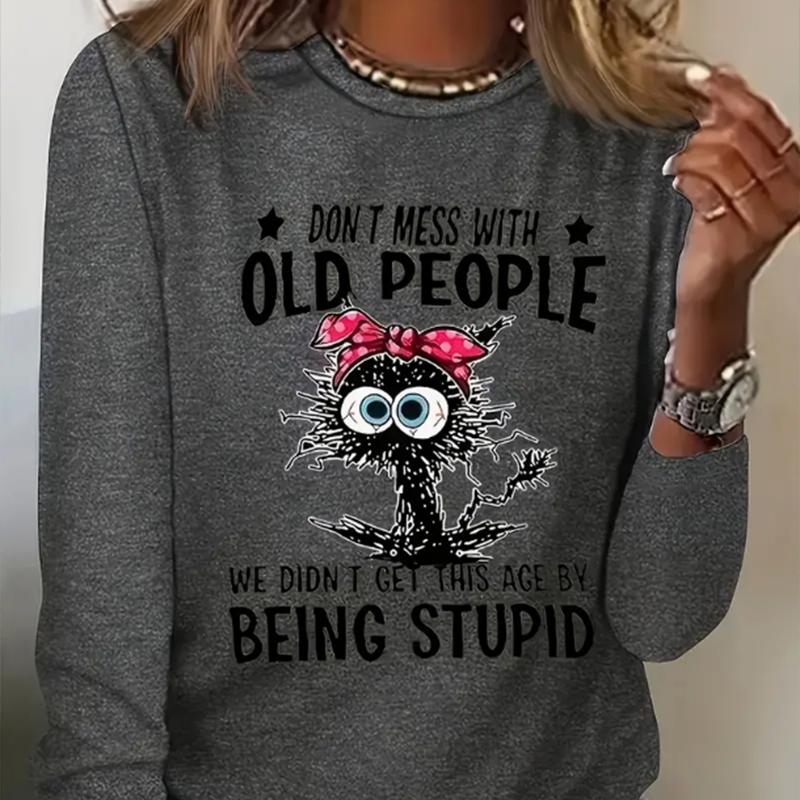 

Топы для женщин 3D принт кошки с черными волосами, круглый вырез, длинный рукав, осенний повседневный облегающий пуловер, женский топ с длинным рукавом 8XL серый