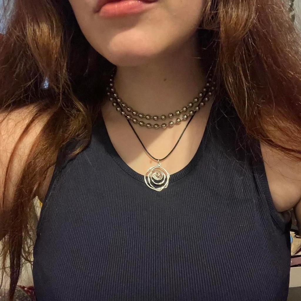 Geometric Alloy Necklace With Spiral Pendant For Fashion Casual Students