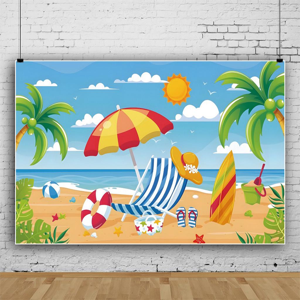 Summer Hawaii Beach Backdrop Tropical Flowers Aloha Luau Sea Surfboard Holiday Party Birthday Photography Background Decor Props