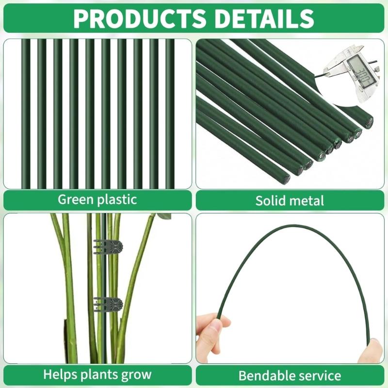 Green Bendable Plant Stake For Garden Flowers Vegetables Regulable Support Rod High Strength Plastic Easy Installation