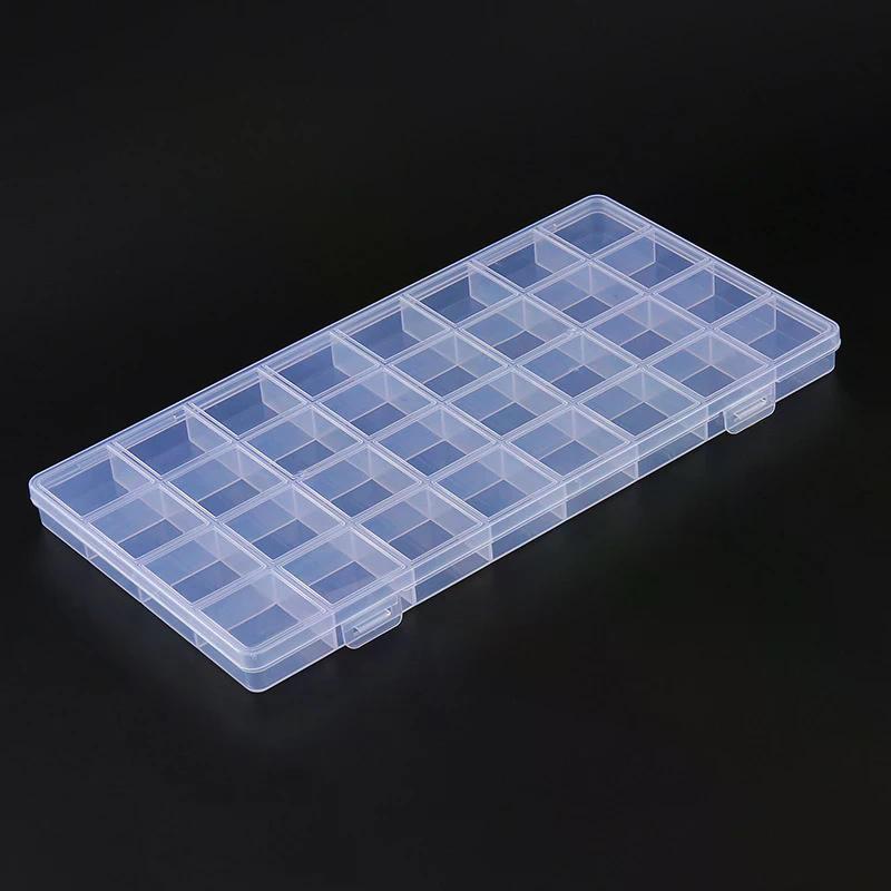 Fall 32 Fach-Fächer Kunststoff Transparent Aufbewahrungsbox Schmuck Ohrring Perle Schrauben Halter Display Organizer Behälter