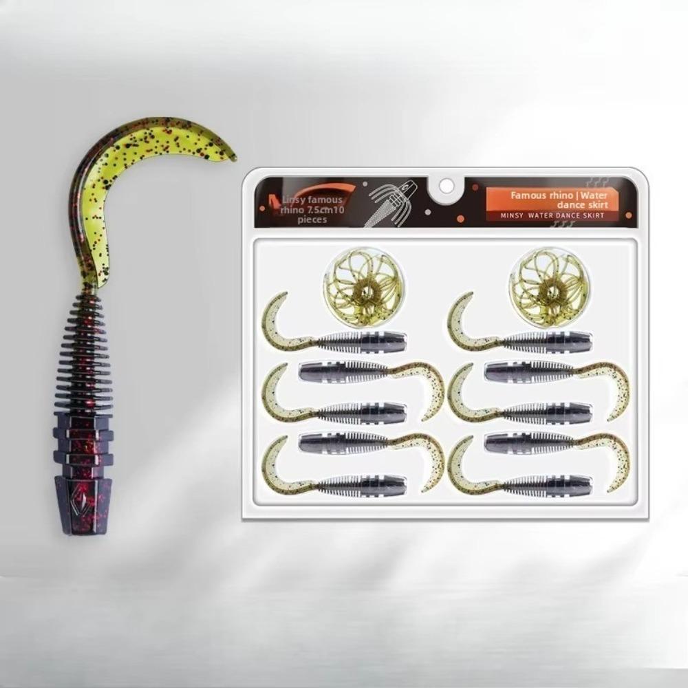 

7.5cm 3.1g Water Dance Skirt Apron Threaded Light Black Pit Needle Tail Swimbait Soft Material Floating Soft Bait Wild Fishing