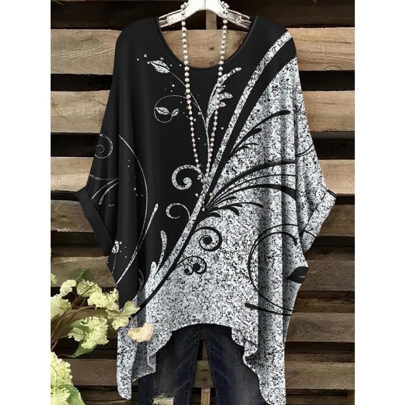 Women's T-Shirt Elegant Bohemian Vacation Colorful Rendering Graphic Print Fashion Versatile Round Neck Women's Summer Clothes
