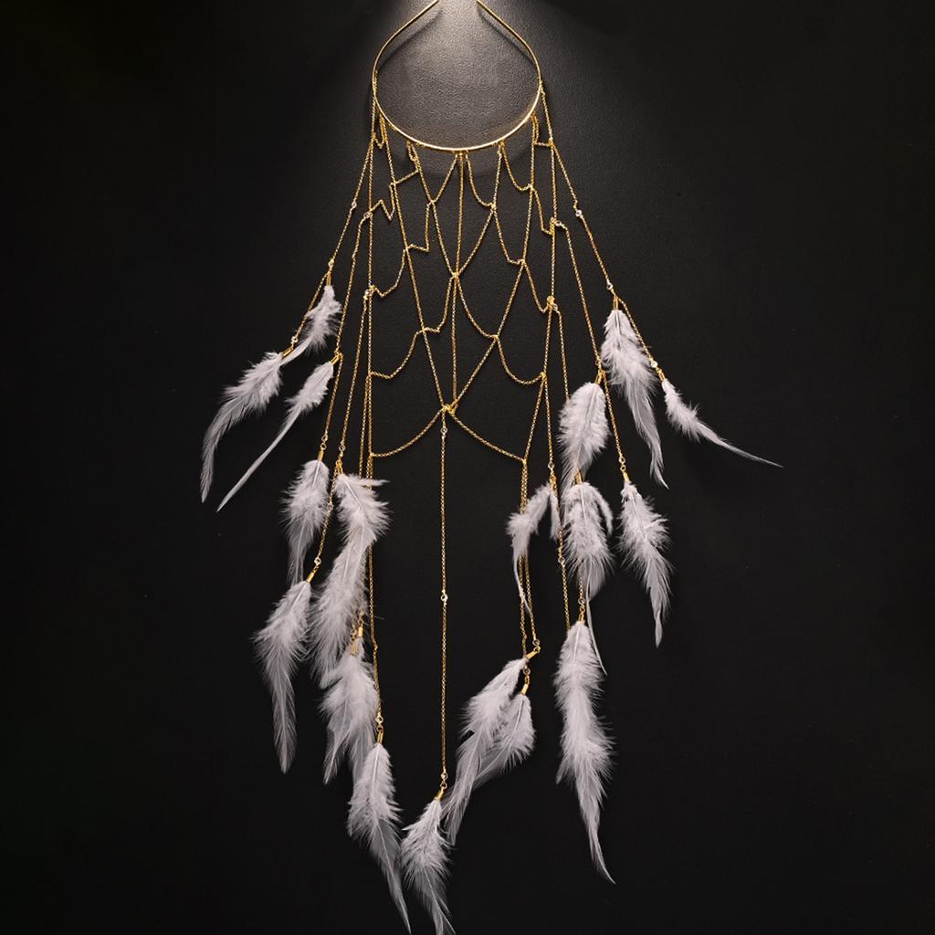 Elegant Bohemian Feathered Hairband Chic Bohemian Feathered Hair Chain Accessory Suitable For Various Celebrations