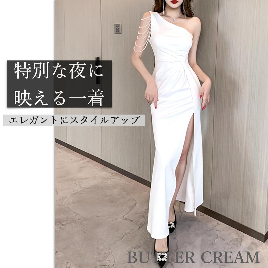 Butter Cream Long Cabaret Sexy Mermaid Size M Women's Dress, Dress, One-Shoulder, Slit, Style, Hostess, Club, Party, Gorgeous, White, Spring, Summer,