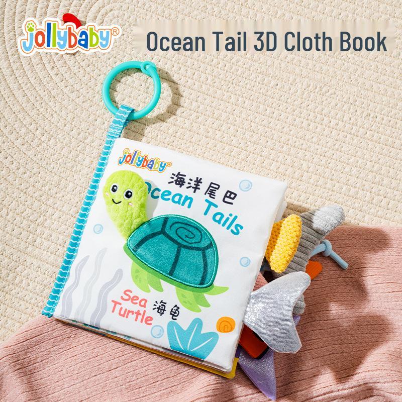 Jollybaby Deluxe Animal Tail Cloth Book - Tear-Resistant, Chewable Educational Toy for Infants